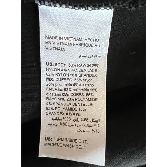 Chicos Size 1/US 8 Black Stretch Sheath Lace Cap Sleeve Knee Length Dress - Picture 10 of 12